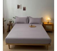 Daesar Drap Housse Coton, Drap-Housse 140 x 200 cm Matelas de 11-26 cm Haut Couleur Uni Drap de Lit Doux, Antidérapante, Anti-Plis, Argent Gris