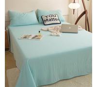 Daesar Drap Plat Gaze de Coton, Drap Lit (180 cm Le Lit) 230 x 250 cm Couleur Uni Drap Housse Doux, Respirant Lavable en Machine, Bleu Ciel