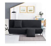 Daesar Housse Canapé Extensible sans Accoudoir, Housse de Canape Une Place Couleur Uni Housse Fauteuil Canape Noir (Polyester, 1 Place)