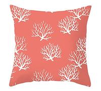 Daesar Housse de Coussin Imprimé, Coussin Canape 45x45 Corail Blanc Taie D Oreiller Deco Motif Corail, Polyester