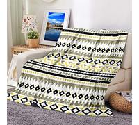 Daesar Plaid Couverture Polaire 180x220cm, Couverture Plaid Polaire, Couverture Flanelle Polaire Motif Losange Geometrique À Carreaux, Couvre Lit, Noir Jaune Blanc
