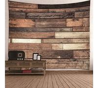 Daesar Tenture Psychédélique, Décoration de Chambre 3D Motif en Bois Drap Plage 350x256CM Marron Couverture Lit Polyester
