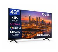 Daewoo 43VB56QV Smart TV 43 Pouces QLED 4K UHD, HDR10, Dolby Audio, Bluetooth, HDMI 2.1, Design sans Cadre (Frameless), Gamme 2026