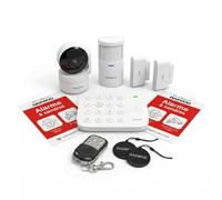 Daewoo Alarme Maison Connectée Vigilia | Kit Complet WiFi | Caméra Rotative, 2 Détecteurs Ouverture/Vibration, 1 Détecteur Mouvement Animaux, RFID | sans Abonnement | Compatible Alexa & Google