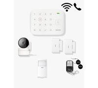 Daewoo Alarme Maison Connectée Vigilia+ | Kit Complet WiFi & GSM | Caméra Rotative, 2 Détecteurs Ouverture/Vibration, 1 Détecteur Mouvement Animaux, RFID | sans Abonnement | Compatible Alexa & Google