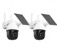 Daewoo Camera Surveillance Exterieure W512MW - Pack de 2 - Rotative - Solaire - Vision Nocturne Couleur - Detection Mouvement - WiFi - Compatible Alarme
