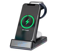 Daewoo Chargeur sans Fil Pliable 5 en 1, certifié Qi, Charge Rapide, Prend en Charge Les téléphones et écouteurs compatibles Apple, Samsung et Qi pour la Maison et Les Voyages