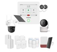 Daewoo Pack Alarme Connectée WiFi/GSM Touch 4,3 Pouces AM502 - Système sans Fil et sans Abonnement, Compatible Animaux, Détecteurs Inclus + Caméra de Surveillance Full HD, Application Mobile Incluse