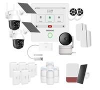 Daewoo Pack Alarme Connectée WiFi/GSM Touch 4,3 Pouces AM504 - Système sans Fil et sans Abonnement, Compatible Animaux, Détecteurs Inclus + Caméra de Surveillance Full HD, Application Mobile Incluse
