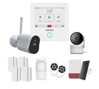 Daewoo Pack Alarme Connectée WiFi/GSM Touch 4,3 Pouces AM506 - Système sans Fil et sans Abonnement, Compatible Animaux, Détecteurs Inclus + Caméra de Surveillance Full HD, Application Mobile Incluse