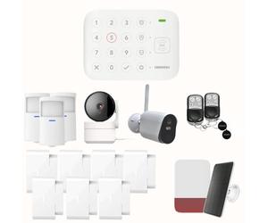 Daewoo Pack Alarme Connectée Wifi/GSM Vigilia VIG104+ - Système Sans Fil et Sans Abonnement, Compatible Animaux, Détecteurs et Sirène solaire In améras de Surveillance Full HD, Application Incl.