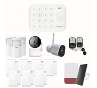 Daewoo Pack Alarme Connectée WiFi Vigilia VIG104 - Système sans Fil et sans Abonnement, Compatible Animaux, Détecteurs et Sirène Solaire Inclus + Caméras de Surveillance Full HD, Application Incluse