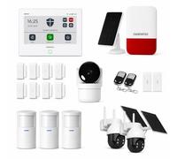 Daewoo Pack Alarme Maison AM906L XL 7" WiFi & GSM 4G - 2 Caméras Extérieures Motorisées Solaires + Caméra Intérieure - 13 Détecteurs - Sirène 110dB - sans Abonnement - App Daewoo
