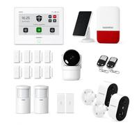 Daewoo Pack Alarme Maison sans Fil AM903L WiFi/GSM - Centrale Tactile avec 2 Caméras Extérieures, 1 caméra intérieur, Sirène Solaire 110dB, Détecteurs Compatibles Animaux, App Daewoo