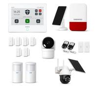 Daewoo Pack Alarme Maison sans Fil AM905L WiFi/GSM - Centrale Tactile, Caméra Extérieure Motorisée Solaire, Caméra Intérieur, 16 Pièces, Sirène 110dB, Compatible Animaux, App Daewoo