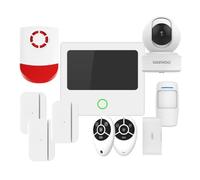 Daewoo Pack Alarme AM310, Centrale à écran Tactile, détecteur de Mouvement adapté aux Animaux, contacteurs de Porte, Vibration, sirène, caméra et contrôle à Distance