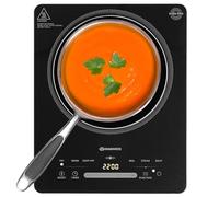 Daewoo - Plaque à induction individuelle, 2200 W avec 6 préréglages de cuisson, commandes tactiles LED numériques, minuterie de 3 heures, fonction impulsion, pour ustensiles de cuisine en acier et fer