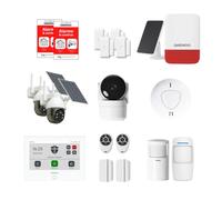 Daewoo Security - Alarme Maison Connectée sans Fil - Pack Ultimate Plus avec 2 caméras Extérieures, 1 Caméra Full HD, Sirène Extérieure Solaire et 2 Détecteurs - sans Abonnement - Alexa & Google Home
