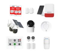 Daewoo Security - Alarme Maison Connectée WiFi sans Fil - Pack Ultimate Essential avec 2 Caméras Extérieures Solaires, Caméra Intérieure et Sirène - sans Abonnement - Compatible Alexa & Google Home