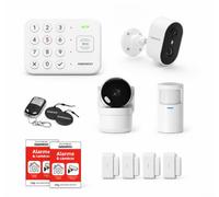 Daewoo Security Kit Alarme Maison Vigilia WiFi - Caméra Intérieure et Extérieure - Détecteur Mouvement Animaux et 4 Détecteurs Ouverture - Télécommande - Badges RFID - sans Abonnement - App Daewoo