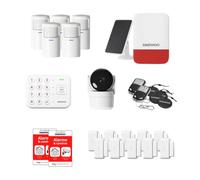Daewoo Security - Pack Alarme Connectée WiFi&GSM VIG105+ - Kit Complet sans Abonnement, 10 Contacteurs + 5 Détecteurs, Sirène Solaire, Caméra Full HD, Application Mobile, Alexa & Google Home