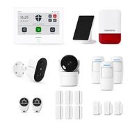Daewoo Security Pack Alarme Maison AM372 - Centrale Touch XL 7'' Wi-Fi & GSM, 15 Accessoires, Caméras HD W503 & IP506, Sirène Solaire WOS305S, 6 Contacteurs, 3 Détecteurs Anti-Animaux, Sans Abonnement