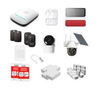 Daewoo Security - Pack Alarme Maison Connectée WiFi & GSM PA558Z - Système Sécurité sans Fil avec Clavier, Badge RFID, Caméras Intérieure & Extérieure Solaire, Sirène - sans Abonnement