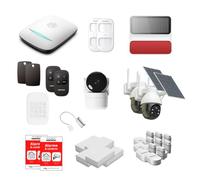 Daewoo Security - Pack Alarme Maison Connectée WiFi & GSM PA559Z - Système Sécurité sans Fil avec Clavier, Badge RFID, 2 Caméras Extérieures Solaires, Détecteur Garage - sans Abonnement