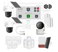 Daewoo Security Pack Alarme Maison Connectée WiFi/GSM Touch 7" - sans Abonnement, Caméra Solaire Extérieure Full HD + Caméra Intérieure, Détecteurs Compatibles Animaux, Sirène, App Mobile