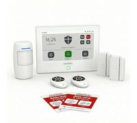 Daewoo Security Pack Alarme Maison sans Fil AM302 Starter - Centrale Tactile Touch XL 7'', Wi-FI & GSM, Détecteur Mouvement Anti-Animaux, 2 Contacteurs Porte, 2 Télécommandes, sans Abonnement
