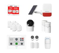 Daewoo Security Smart Protect Max - Pack Alarme Maison Connectée avec Caméra HD, Sirène Extérieure Solaire et 8 Contacteurs de Porte - Compatible Alexa & Google Home