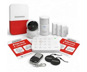 Daewoo Security Vigilia Essential - Alarme Maison WiFi sans Fil avec Caméra Intérieure Full HD - Kit Sécurité Complet avec Sirène Extérieure et Détecteurs - sans Abonnement