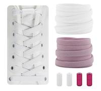 Dafannis Lacets Élastiques - Lacets Chaussures pour Enfants, Adultes, Baskets - 2 Paires Lacet Universels, 8 mm de Largeur, Plats, Lacet Chaussures Sans Noeuds, avec Fermeture en Métal