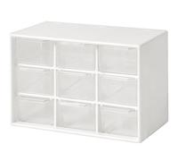 Dafape Mini Tiroirs De Rangement, Petits Bacs D'Organisation à 9 Tiroirs Boîte En Plastique Transparent Empilable pour Bureau Bureau Chambre Cuisine Maquillage Bijoux Pièces Gadgets Plateaux (Blanc)