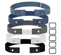 Dafencar Ceinture Sans Boucle, 5pcs Ceinture Elastiqueo pour Femmes ou Hommes, Bien Faites, Super Elastiques, Solides, Durables, Ceinture Elastique Sans Boucle pour Jeans, Pantalons, Robe