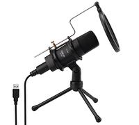 Daffodil MCP200 - Micro Condensateur USB Omnidirectionnel avec Trépied et Filtre Anti-Pop - Microphone PC Mac Professionnel avec Pied Enregistreur Podcast Gamer Studio Stream Ordinateur ASMR - Noir