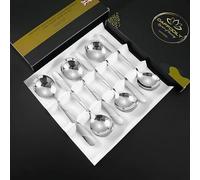 DAFFODILY® Luxury Cutlery Set, 18/10 Stainless Steel, Mirror Finish Kitchen Cutlery Sets, Dishwasher Safe, Ideal for New Home Gifts (Cuillères à soupe-Argenté-6Pc)