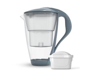 Dafi CRYSTAL Carafe Filtrante en Verre LED, Gris 2L - Carafe pour Eau, Réduction du Calcaire, du Chlore, Sns BPA, Capteur LED - Contient une Carafe Filtrante + un Filtre à Eau UNIMAX