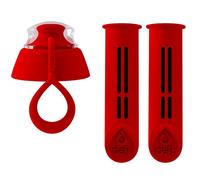 DAFI Lot de 2 filtres + bouchon pour gourde filtrante DAFI Soft, Rouge - Filtres de remplacement sans BPA, Élimine le goût et l'odeur du chlore - Filtres à charbon