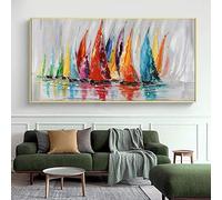 DAFLER Abstrait Coloré Voilier Bateau Affiche Imprime Pour Salon Décor Nordique Moderne Voilier Toile Peinture Mur Art Cuadros 50x100 cm Sans Cadre