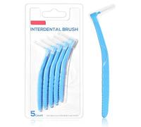 DAFNE 5Pcs Brossette Interdentaire Angle,brossettes interdentaire,brossette dentaire,bleu, 0.8mm, élimine la plaque dentaire, nettoyage facile et efficace entre les espaces interdentaires larges