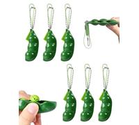 DAFNE 6 Pcs Porte-clés décoratif Gousse de Pois, Porte-clés Squishy Edamame, Breloque décorative pour sac et trousseau, accessoire de décoration anti-stress pour adulte, vert