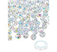 DAFNE Lot de 100 perles en verre cristal pour la fabrication bijoux, perles rondes à facettes pour attrape-soleil,grandes perles rondes à facettes en vrac pour loisirs créatifs