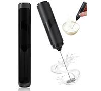 DAFNE Mousseur à Lait électrique, Touilleur Electrique, Mini Fouet en Acier Inoxydable avec couvercle, Moteur Extra Fort et Alimenté pour Café/Café au Lait/Cappuccino/Chocolat Chaud, Style A