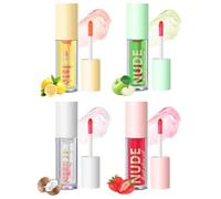 DAFNE Set de 4 Huiles à Lèvres Nourrissantes Brillantes,Hydratantes et Protectrices,Finition Glossée Transparente et Teintée,Gloss Essence,Rouge à Lèvres Lip Oil Lip Gloss Baume à Lèvres pour Soin