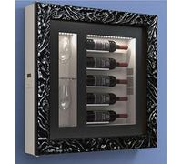 dafnedesign. com - Cadre vin - Présentoir réfrigéré pour cinq bouteilles en horizontal et deux verres horizontaux latérales. Structure en métal. Structure de porte en aluminium. Cadre en bois/HPL vetrocamera 20 mm. Joint magnétique. Panneau intérieur en laminé éclairage à lED. Centrale thermo-électrique. Chaud automatique. Réfrigération ventilé. Système de antivibrazione. pour bouteilles h.328 D.90 mm - kWh/annum 60 Poids 30 kg. (SF00)