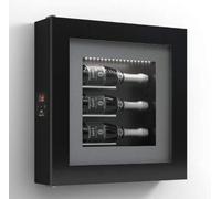 dafnedesign. com - Cadre vin - Présentoir réfrigéré pour trois bouteilles en horizontale. Structure en métal. Structure de porte en aluminium. Cadre en bois HPL vetrocamera 20 mm. Joint magnétique.