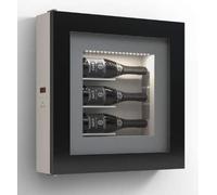 dafnedesign. com - Cadre vin - Présentoir réfrigéré pour trois bouteilles en horizontale. Structure en métal. Structure de porte en aluminium. Cadre en bois HPL vetrocamera 20 mm. Joint magnétique.