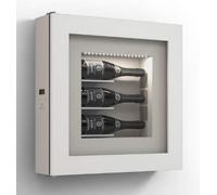dafnedesign. com - Cadre vin - Présentoir réfrigéré pour trois bouteilles en horizontale. Structure en métal. Structure de porte en aluminium. Cadre en bois HPL vetrocamera 20 mm. Joint magnétique.
