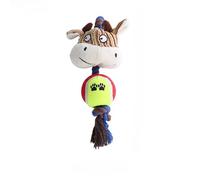DAFORERAL Balle de tennis en velours côtelé pour chien avec corde en coton et couineur, balle à mâcher TPR avec nœuds de nettoyage des dents, jouet interactif lavable pour chiens (Maverick)